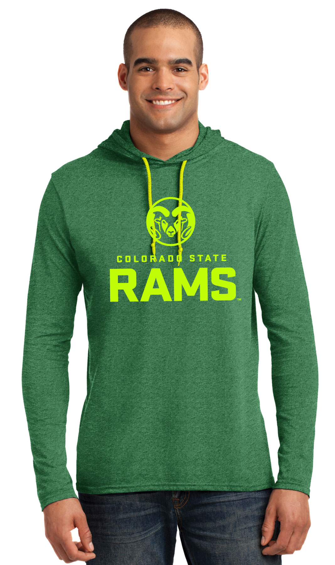 COLORADO STATE RAMS ADULT GREEN EMBROIDERED V-NOTCH CREW SWEATSHIRT NWT 